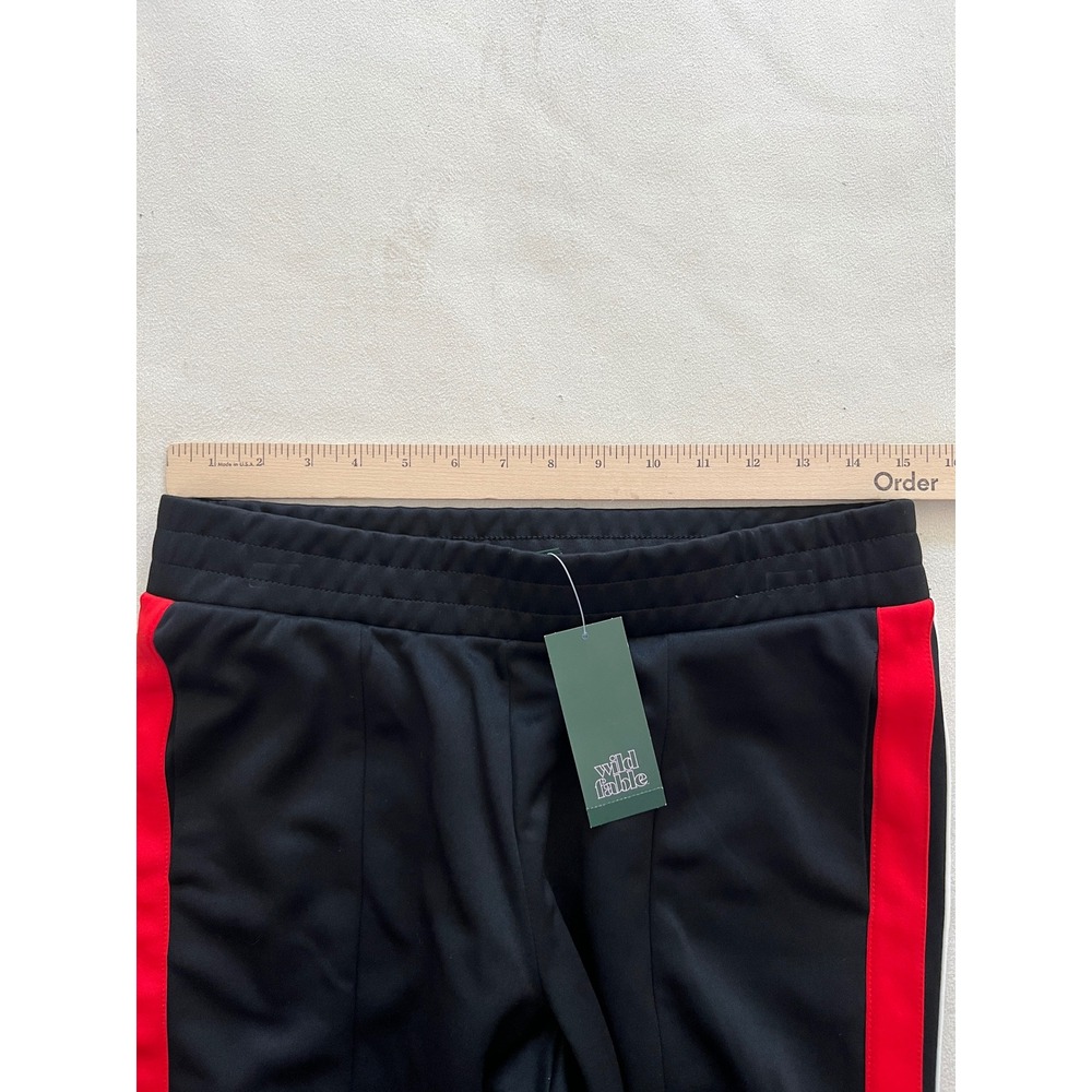 Wild Fable Black Track Pants Red White Side Stripe Zip Hem Athletic Joggers NWT - Picture 5 of 13